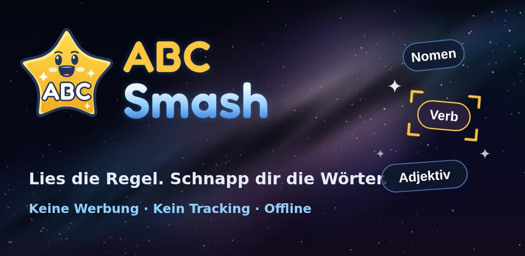 ABC Smash — Lies die Regel. Schnapp dir die Wörter.